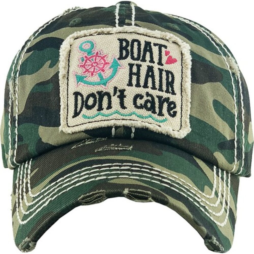 Camo Boat Hair Baseball Cap